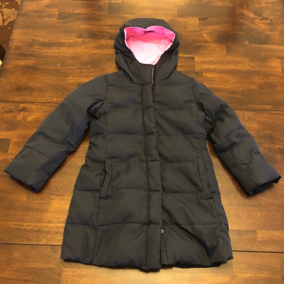 navy blue puffa coat